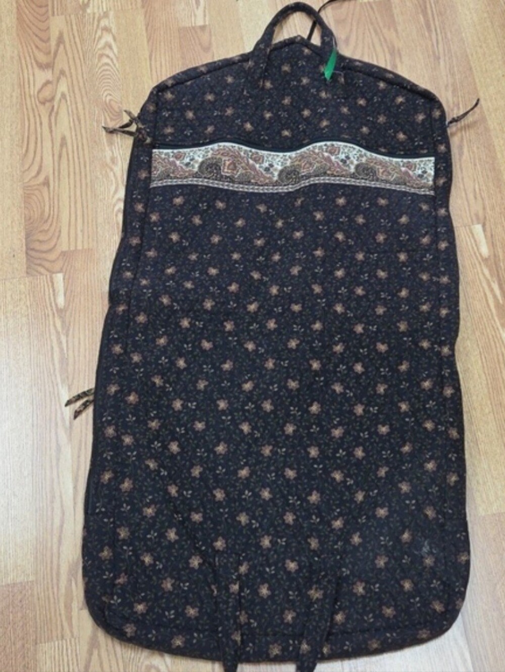 Vintage VERA BRADLEY Black Walnut Garment Bag Brown Orange Floral Leaves 1999